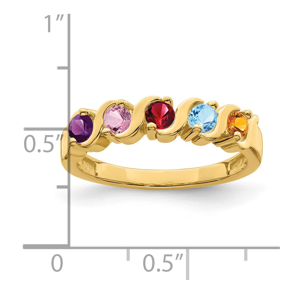 14k Polished 5-Stone Mothers Ring Mounting
