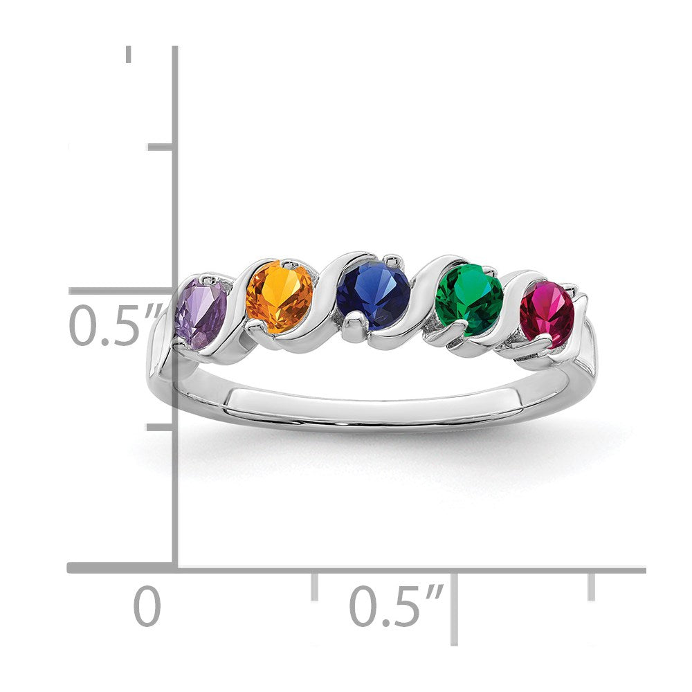 14k White Gold Polished 5-Stone Mothers Ring Mounting