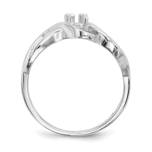 14k White Gold Polished 2-Stone Mothers Ring Mounting