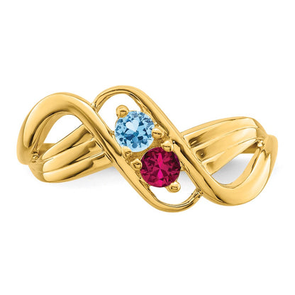 14k Polished 2-Stone Mothers Ring Mounting