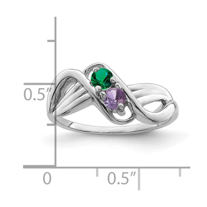 14k White Gold Polished 2-Stone Mothers Ring Mounting