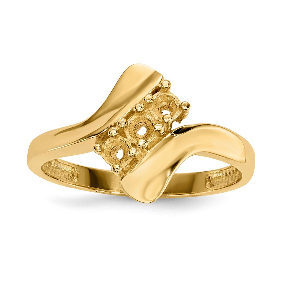 14k Polished 3-Stone Mothers Ring Mounting