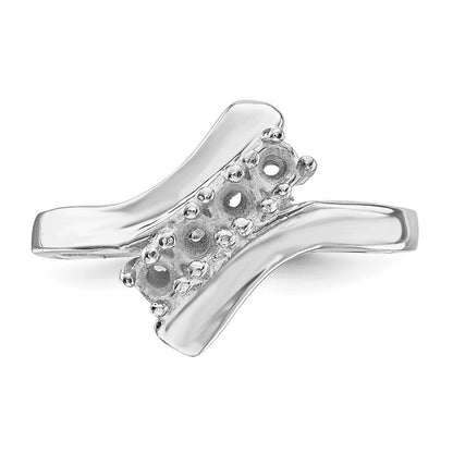 14k White Gold Polished 4-Stone Mothers Ring Mounting