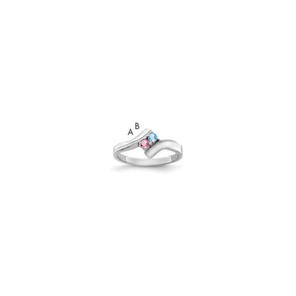14k White Gold Polished 2-Stone Mothers Ring Mounting