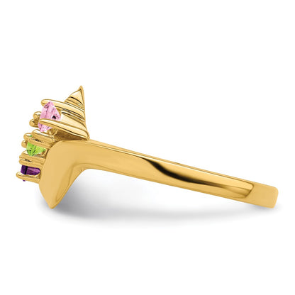 14k Polished 3-Stone Mothers Ring Mounting