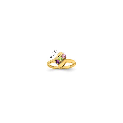 14k Polished 3-Stone Mothers Ring Mounting