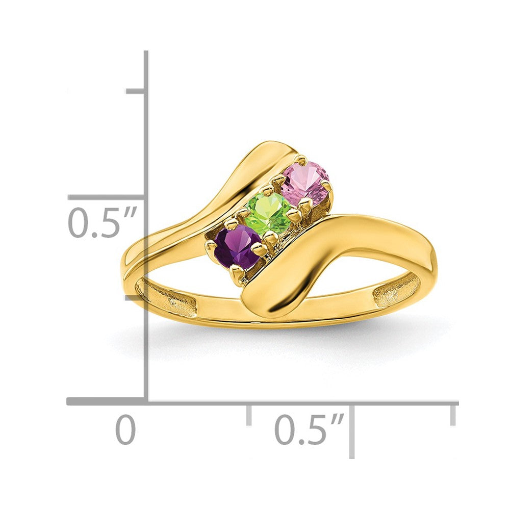 14k Polished 3-Stone Mothers Ring Mounting