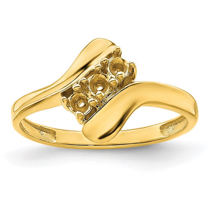 14k Polished 3-Stone Mothers Ring Mounting