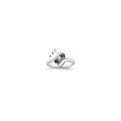 Sterling Silver Rhodium-plated Synthetic 3 Stone Mother's Ring