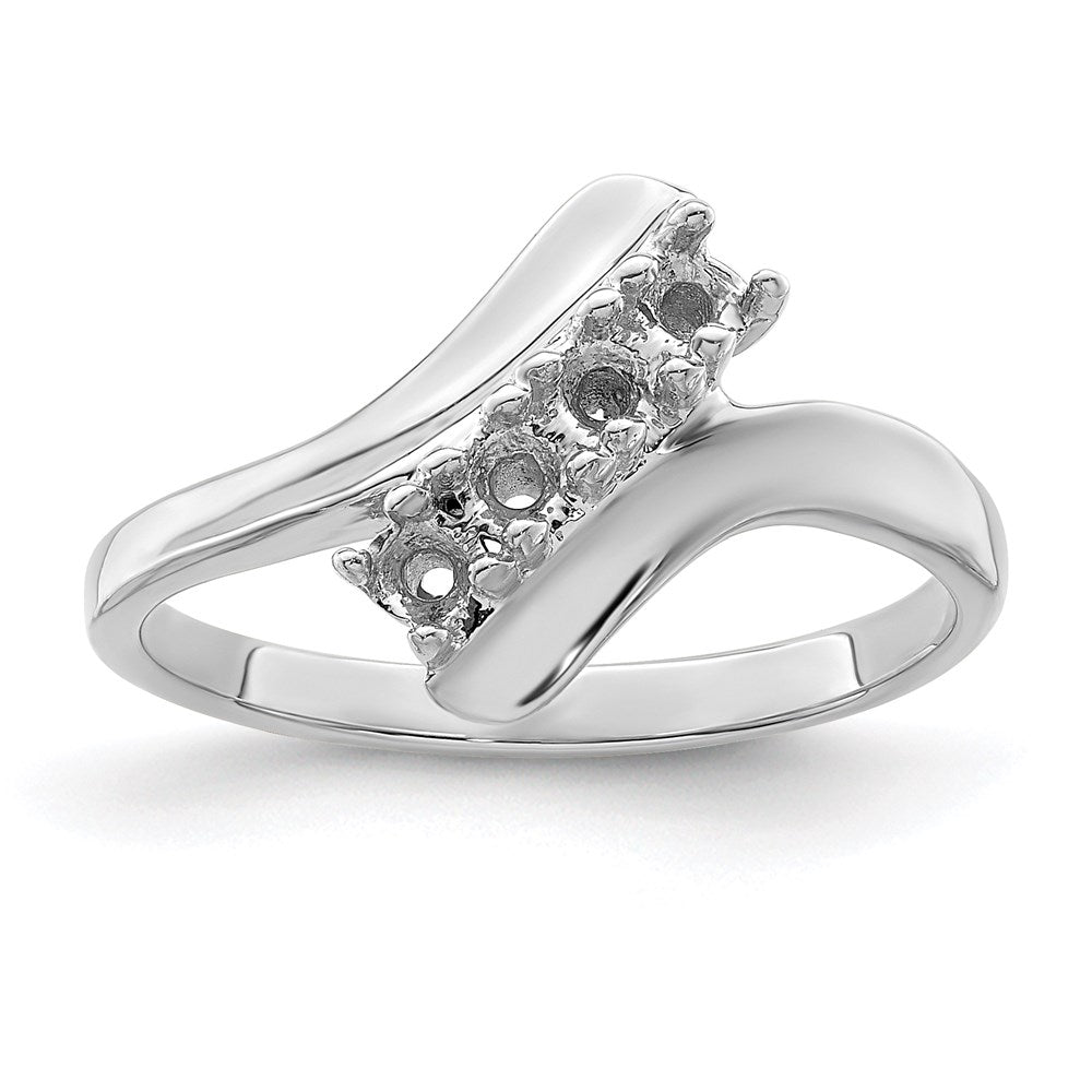 14k White Gold Polished 4-Stone Mothers Ring Mounting