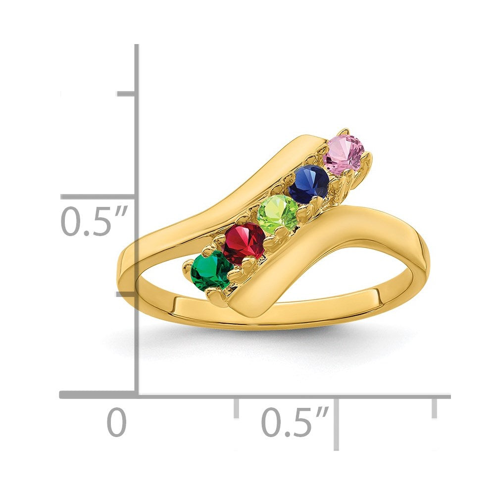 14k Polished 5-Stone Mothers Ring Mounting