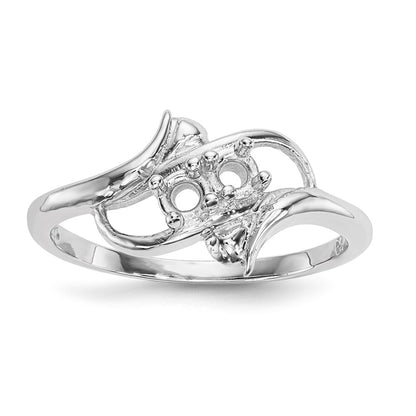 14k White Gold Polished 2-Stone Mothers Ring Mounting