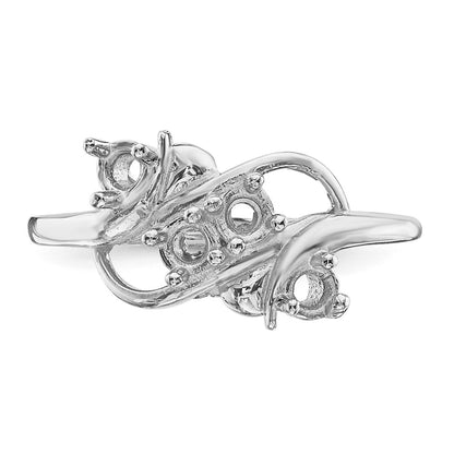 14k White Gold Polished 4-Stone Mothers Ring Mounting