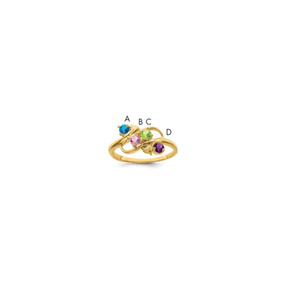 14k Polished 4-Stone Mothers Ring Mounting