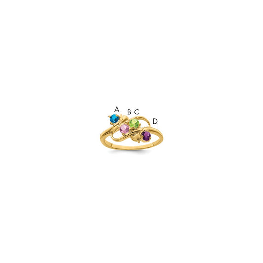 14k Polished 4-Stone Mothers Ring Mounting