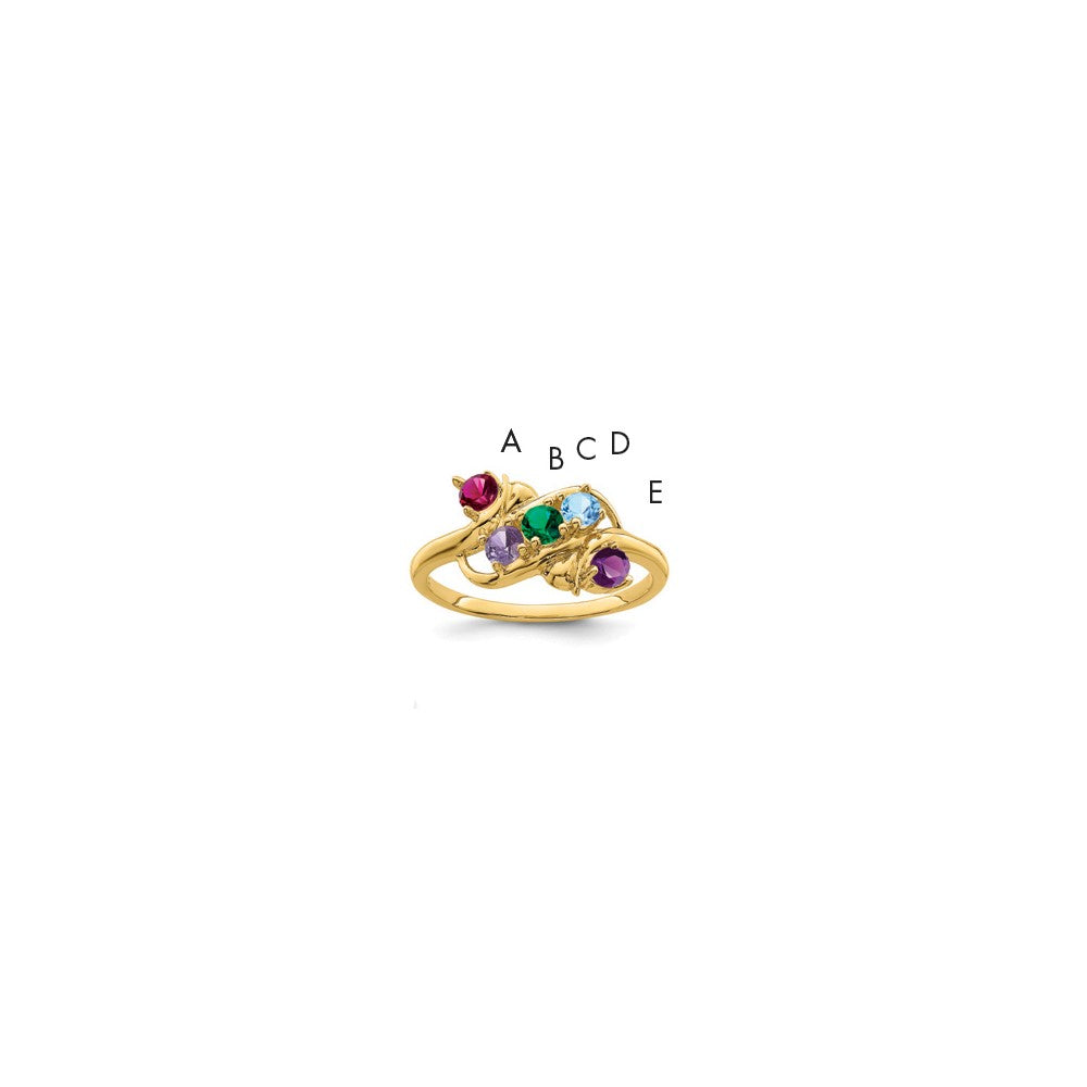 14k Polished 5-Stone Mothers Ring Mounting