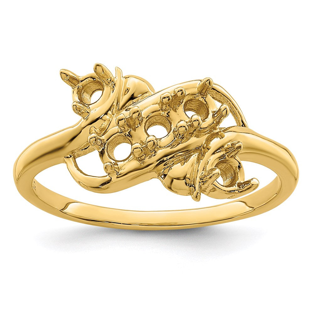 14k Polished 5-Stone Mothers Ring Mounting