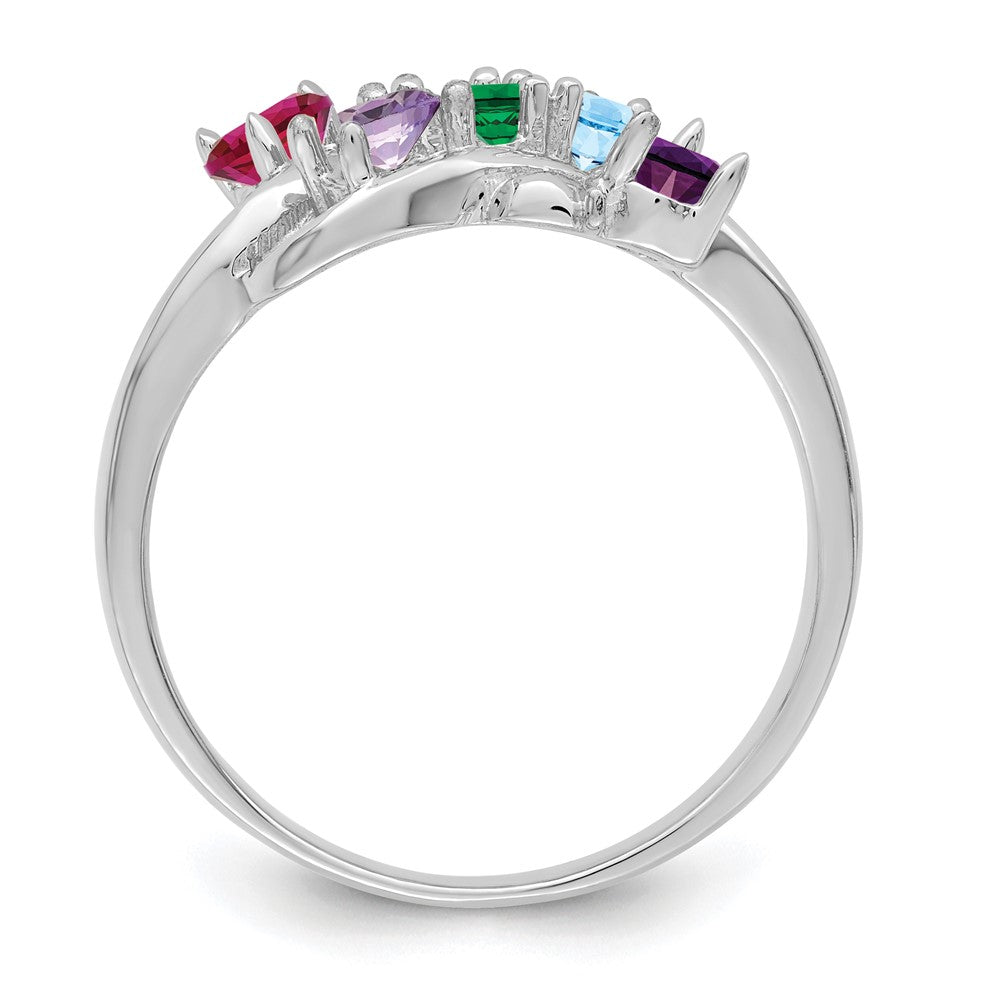 14k White Gold Polished 5-Stone Mothers Ring Mounting