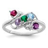 14k White Gold Polished 5-Stone Mothers Ring Mounting