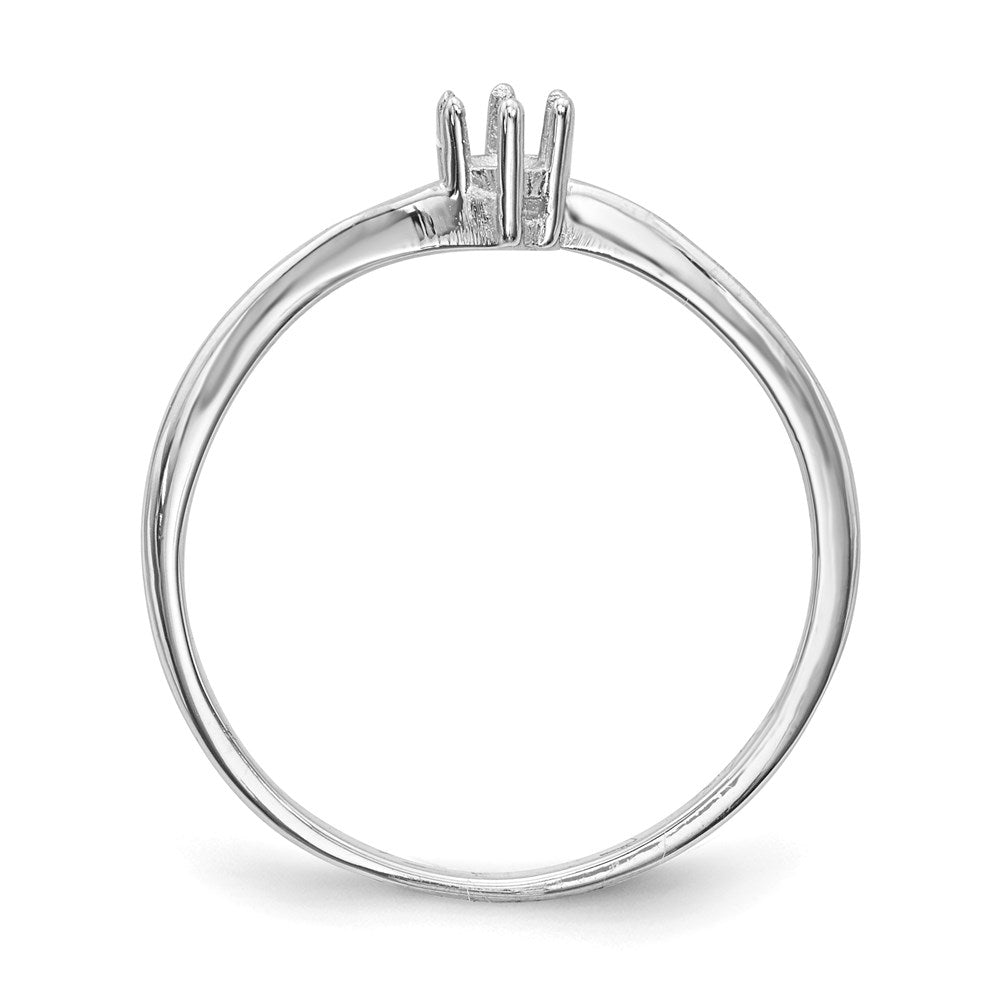 14k White Gold Polished 1-Stone Mothers Ring Mounting