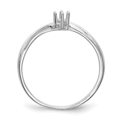 14k White Gold Polished 1-Stone Mothers Ring Mounting