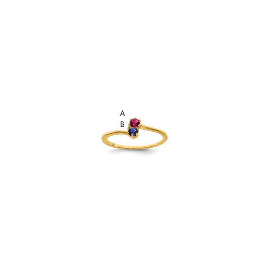 14k Polished 2-Stone Mothers Ring Mounting