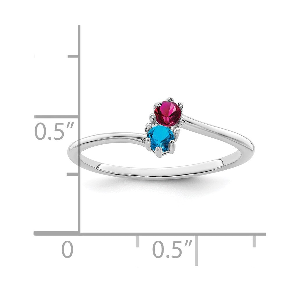 14k White Gold Polished 2-Stone Mothers Ring Mounting