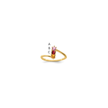 14k Polished 3-Stone Mothers Ring Mounting