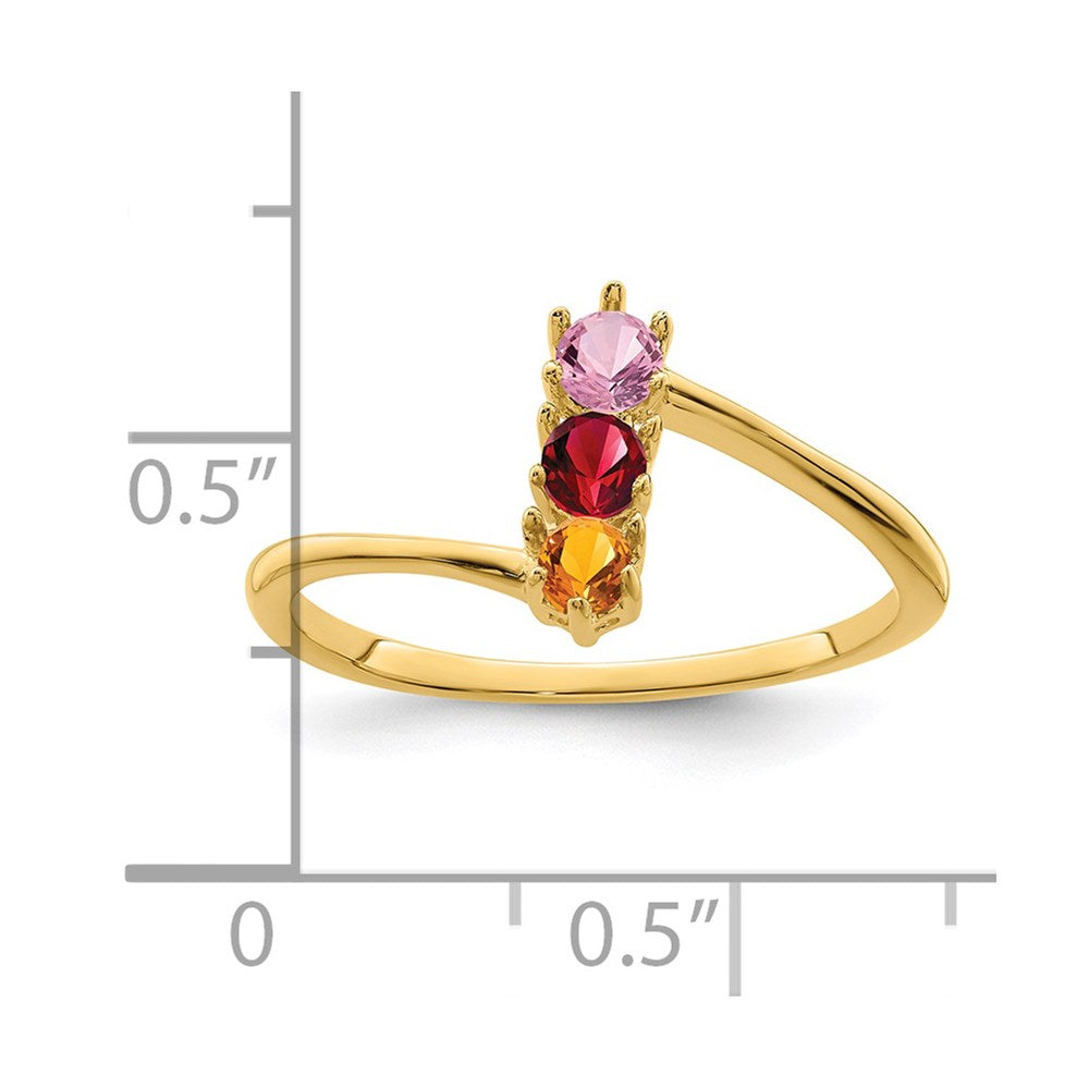 14k Polished 3-Stone Mothers Ring Mounting