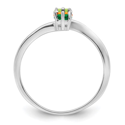 14k White Gold Polished 3-Stone Mothers Ring Mounting