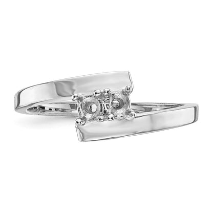 14k White Gold Polished 2-Stone Mothers Ring Mounting