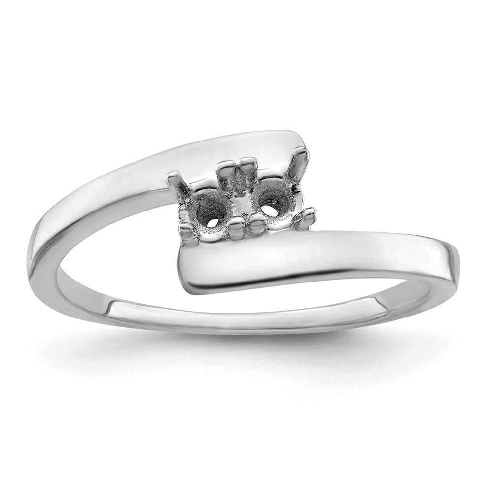 14k White Gold Polished 2-Stone Mothers Ring Mounting