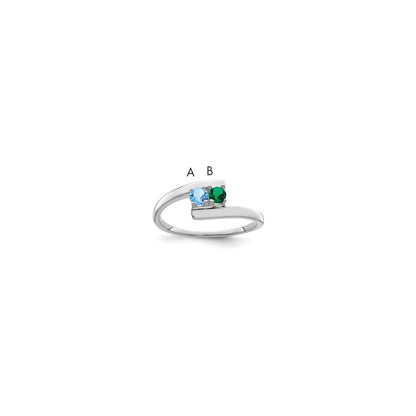 14k White Gold Polished 2-Stone Mothers Ring Mounting