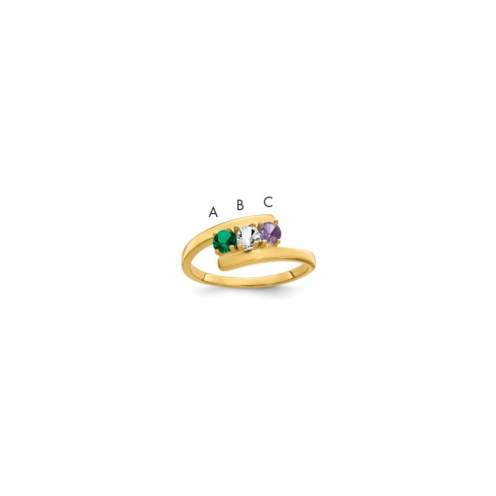 14k Polished 3-Stone Mothers Ring Mounting