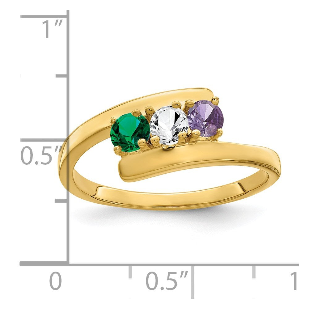 14k Polished 3-Stone Mothers Ring Mounting
