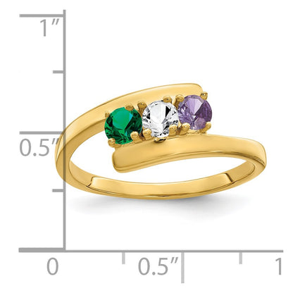 14k Polished 3-Stone Mothers Ring Mounting