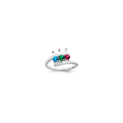 14k White Gold Polished 3-Stone Mothers Ring Mounting
