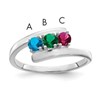 Sterling Silver Rhodium-plated Synthetic 3 Stone Mother's Ring
