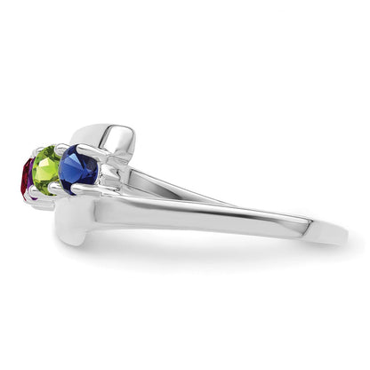 14k White Gold Polished 4-Stone Mothers Ring Mounting