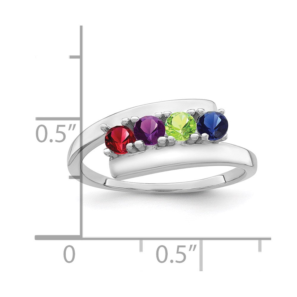 14k White Gold Polished 4-Stone Mothers Ring Mounting