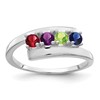 14k White Gold Polished 4-Stone Mothers Ring Mounting