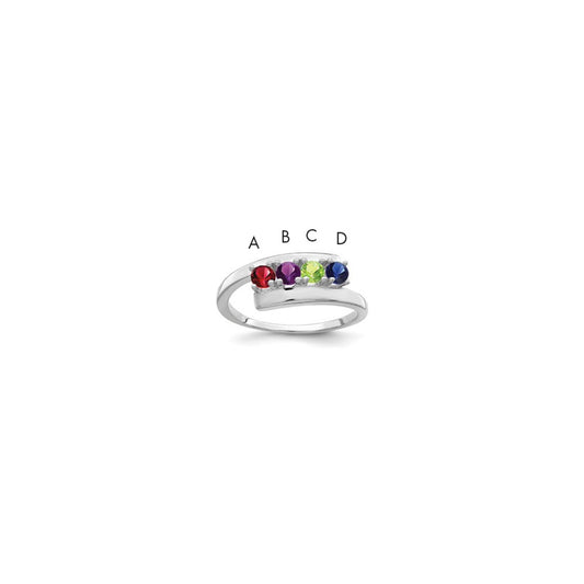 14k White Gold Polished 4-Stone Mothers Ring Mounting
