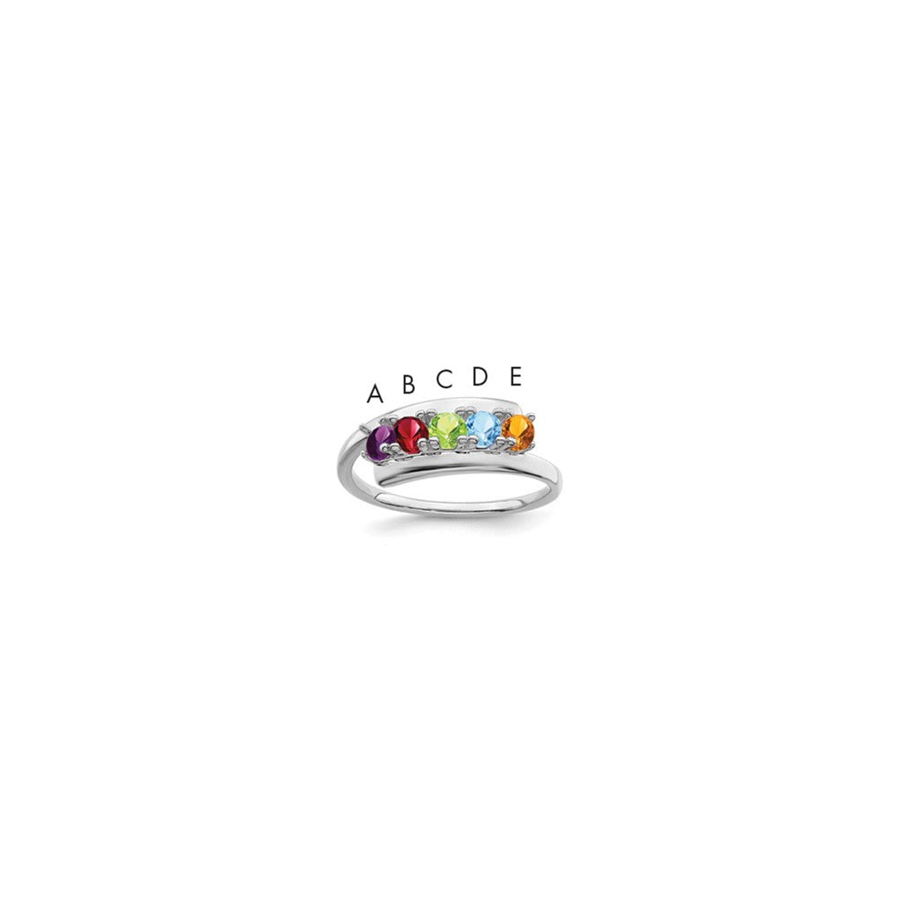 14k White Gold Polished 5-Stone Mothers Ring Mounting