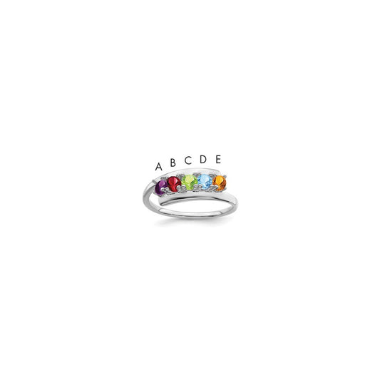 14k White Gold Polished 5-Stone Mothers Ring Mounting