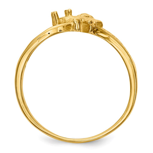 14k Polished 1-Stone Mothers Ring with Angel on Band Mounting
