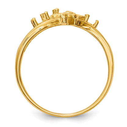 14k Polished 3-Stone Mothers Ring with Angel on Band Mounting