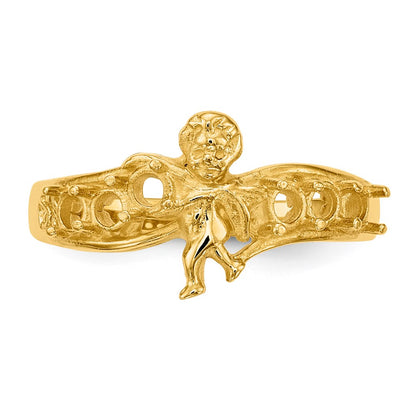 14k Polished 6-Stone Mothers Ring with Angel on Band Mounting