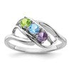 14k White Gold Polished 3-Stone Mothers Ring Mounting