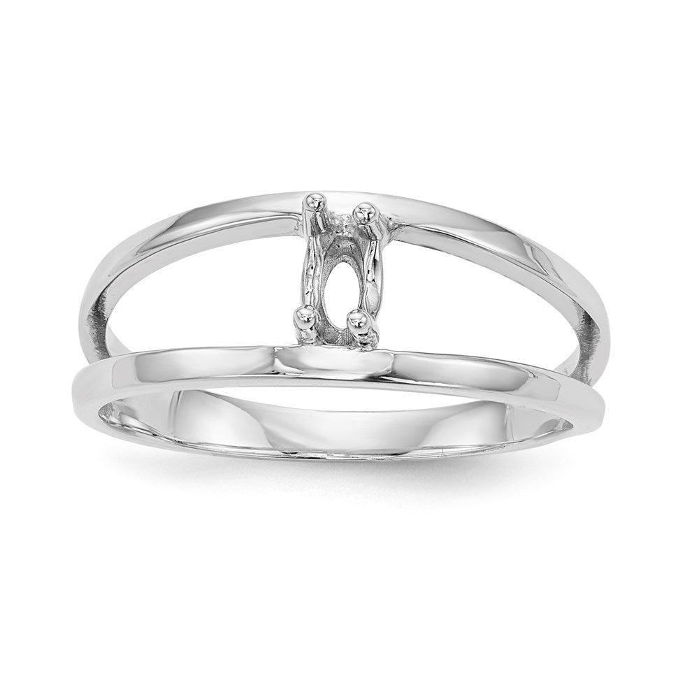 14k White Gold Polished 1-Stone Mothers Ring Mounting