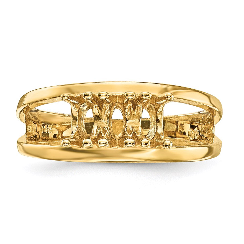 14k Polished 3-Stone Mothers Ring Mounting